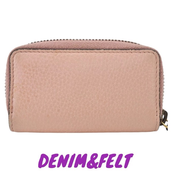 🐝GUCCI Pink Cellarius Calfskin Blind For Love Animalier Zip  Key Case/Pouch - Picture 3 of 16